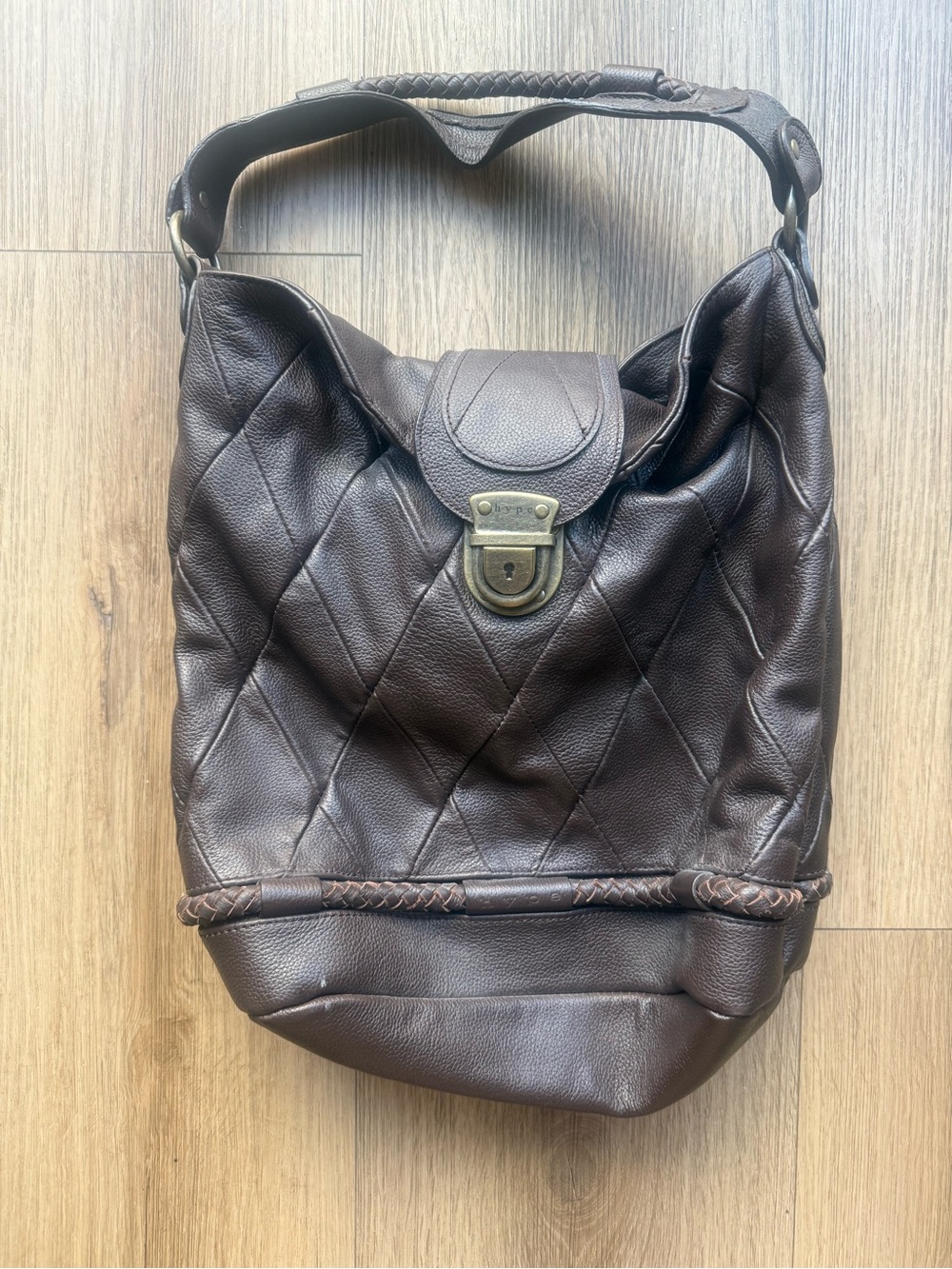 Hype Dark Brown Quilted Leather Hobo Bag